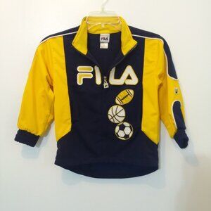 Fila Boys Winter Jacket Coat Kids Size 6 Youth Navy Yellow Zip Up